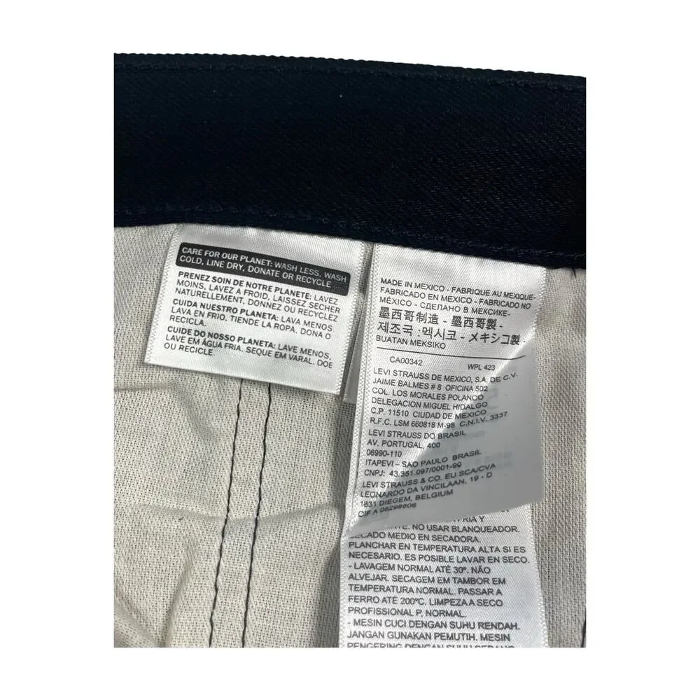 Levis 501 Original Jeans Mens 44x30 Black Straight Leg Button Fly Denim Classic